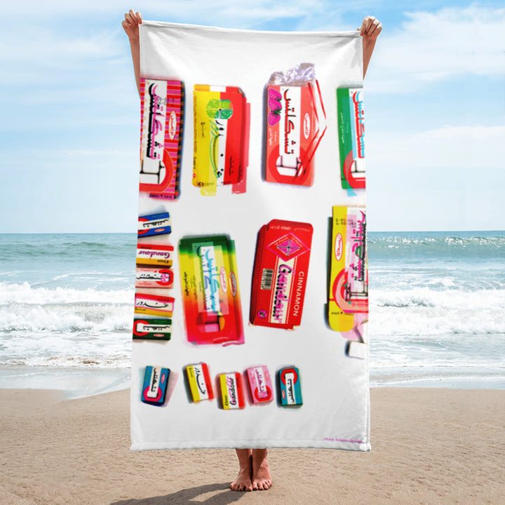 Chiclets, beach towel, pop art, Arab, Middle East 
