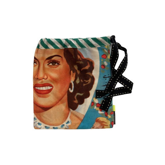 Pouch bag, pop art, mixed media, vintage, textiles, 1950s
