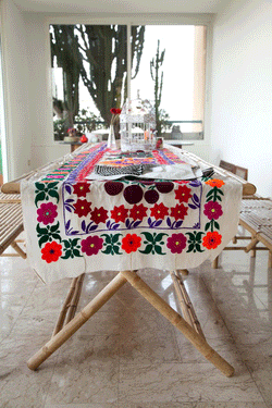Vintage Suzani Table Runner, Vintage textiles 1970s 