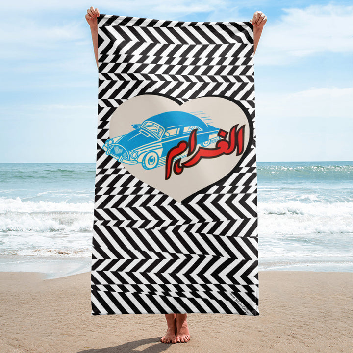 Beach towel, 1950s, Mercedes, pop art, Arabic